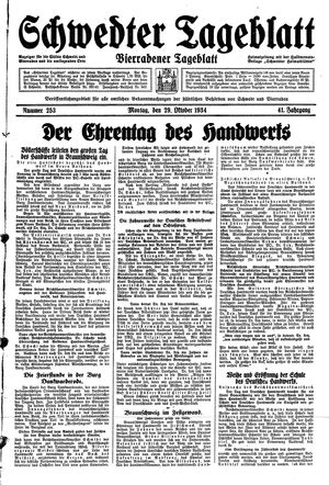 Schwedter Tageblatt vom 29.10.1934