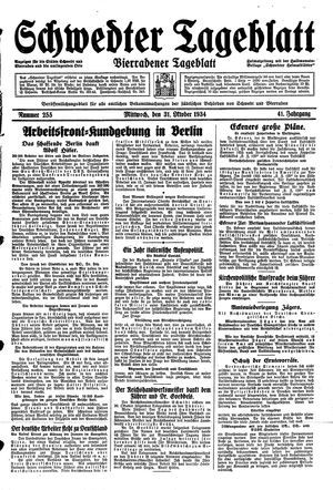 Schwedter Tageblatt vom 31.10.1934