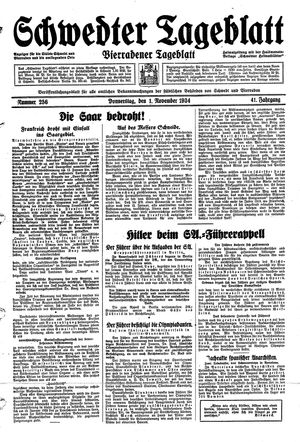 Schwedter Tageblatt vom 01.11.1934