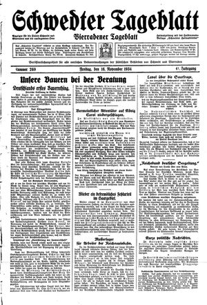 Schwedter Tageblatt on Nov 16, 1934