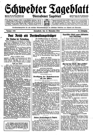 Schwedter Tageblatt vom 17.11.1934