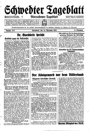 Schwedter Tageblatt on Nov 24, 1934
