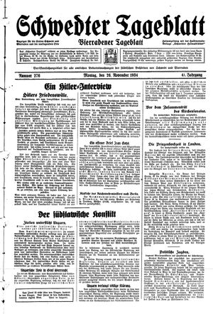 Schwedter Tageblatt vom 26.11.1934
