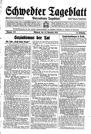 Schwedter Tageblatt vom 28.11.1934