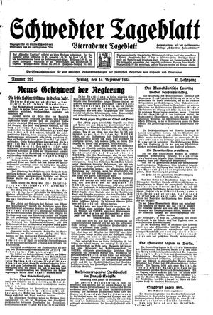 Schwedter Tageblatt vom 14.12.1934