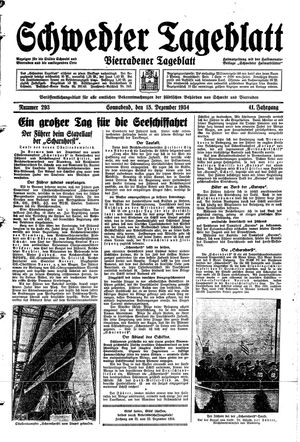Schwedter Tageblatt vom 15.12.1934