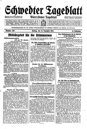 Schwedter Tageblatt vom 21.12.1934