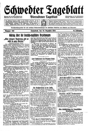 Schwedter Tageblatt vom 22.12.1934