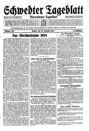 Schwedter Tageblatt vom 28.12.1934