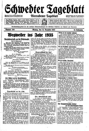 Schwedter Tageblatt vom 31.12.1934