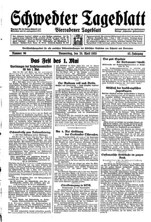 Schwedter Tageblatt vom 25.04.1935