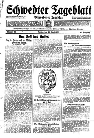 Schwedter Tageblatt on Apr 26, 1935