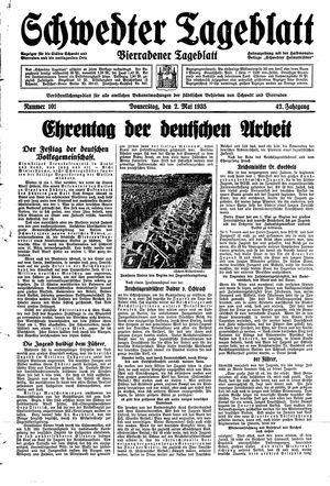 Schwedter Tageblatt vom 02.05.1935