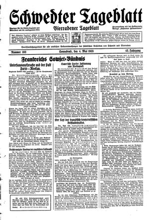 Schwedter Tageblatt vom 04.05.1935