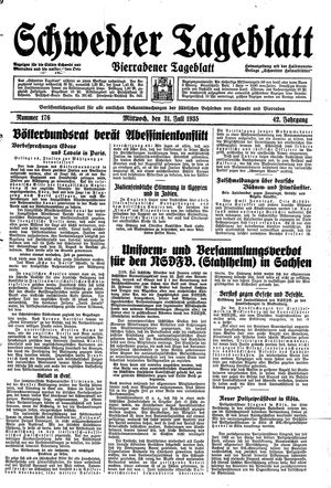 Schwedter Tageblatt vom 31.07.1935