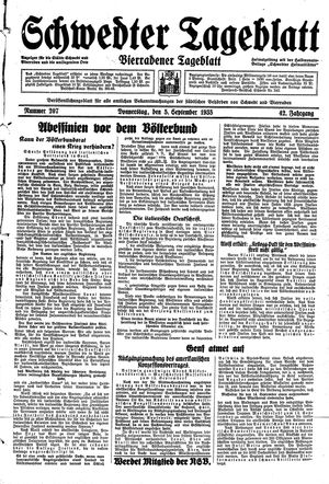 Schwedter Tageblatt vom 05.09.1935