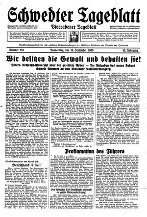 Schwedter Tageblatt vom 12.09.1935