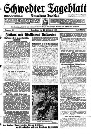Schwedter Tageblatt vom 21.09.1935