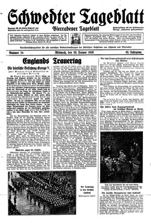Schwedter Tageblatt vom 29.01.1936