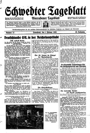 Schwedter Tageblatt vom 01.02.1936