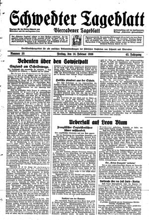 Schwedter Tageblatt vom 14.02.1936