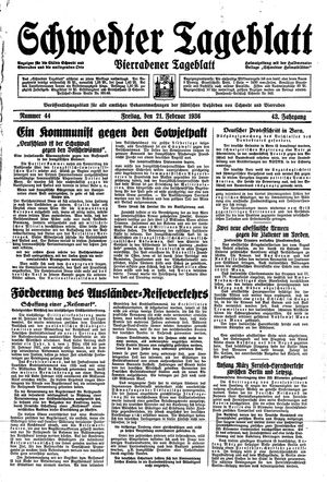 Schwedter Tageblatt on Feb 21, 1936