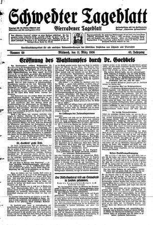 Schwedter Tageblatt on Mar 11, 1936