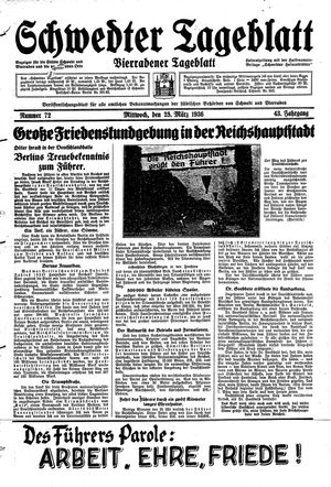 Schwedter Tageblatt vom 25.03.1936