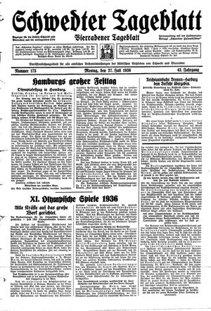 Schwedter Tageblatt vom 27.07.1936