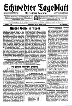 Schwedter Tageblatt vom 08.08.1936