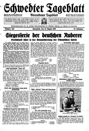 Schwedter Tageblatt vom 15.08.1936