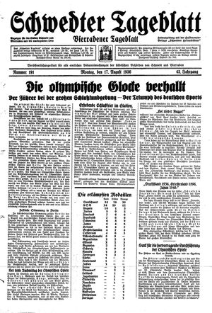 Schwedter Tageblatt vom 17.08.1936