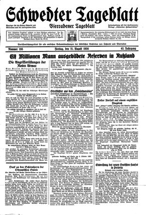 Schwedter Tageblatt vom 21.08.1936