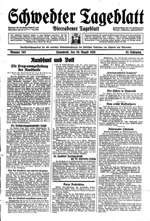 Schwedter Tageblatt vom 29.08.1936