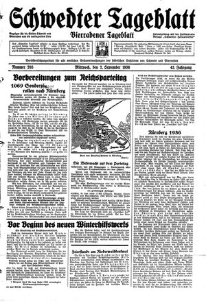 Schwedter Tageblatt vom 02.09.1936