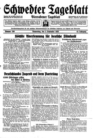 Schwedter Tageblatt vom 03.09.1936