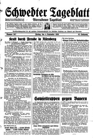 Schwedter Tageblatt vom 04.09.1936