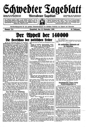 Schwedter Tageblatt vom 12.09.1936