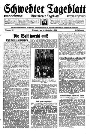 Schwedter Tageblatt vom 16.09.1936