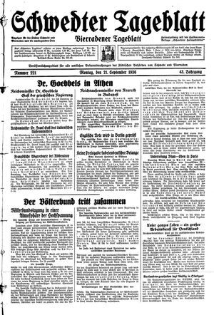 Schwedter Tageblatt vom 21.09.1936