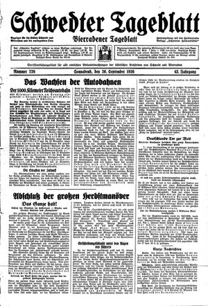 Schwedter Tageblatt vom 26.09.1936
