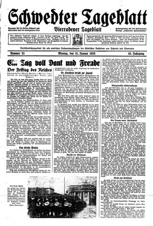 Schwedter Tageblatt vom 31.01.1938