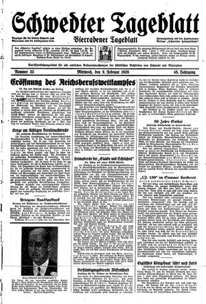 Schwedter Tageblatt vom 09.02.1938