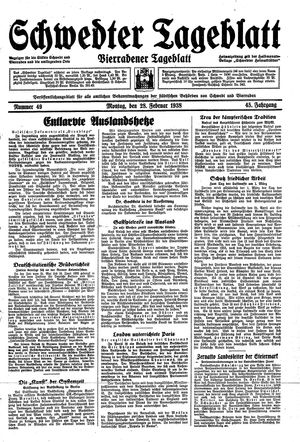 Schwedter Tageblatt vom 28.02.1938