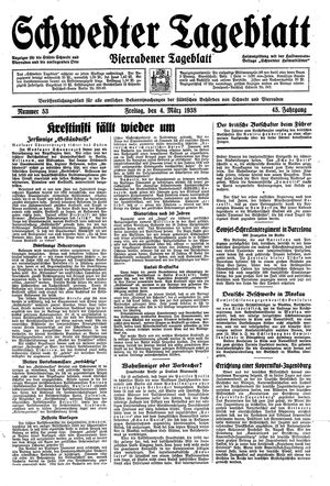 Schwedter Tageblatt vom 04.03.1938