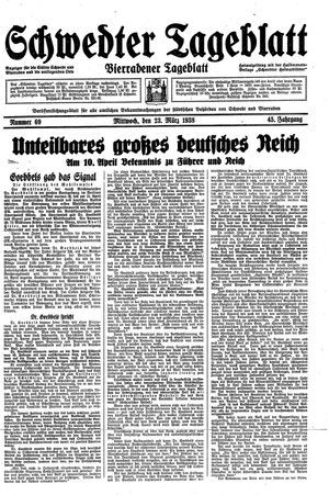 Schwedter Tageblatt vom 23.03.1938