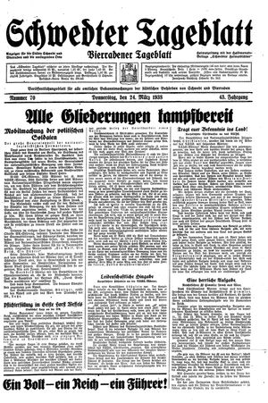 Schwedter Tageblatt vom 24.03.1938