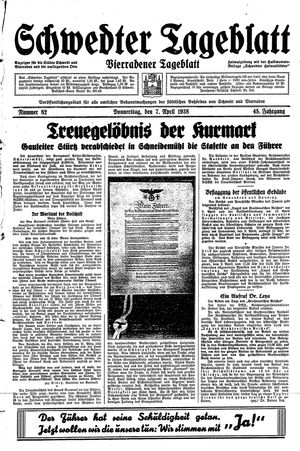 Schwedter Tageblatt vom 07.04.1938