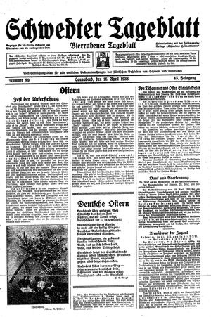 Schwedter Tageblatt vom 16.04.1938