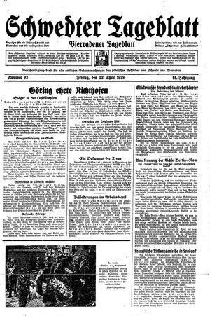 Schwedter Tageblatt vom 22.04.1938